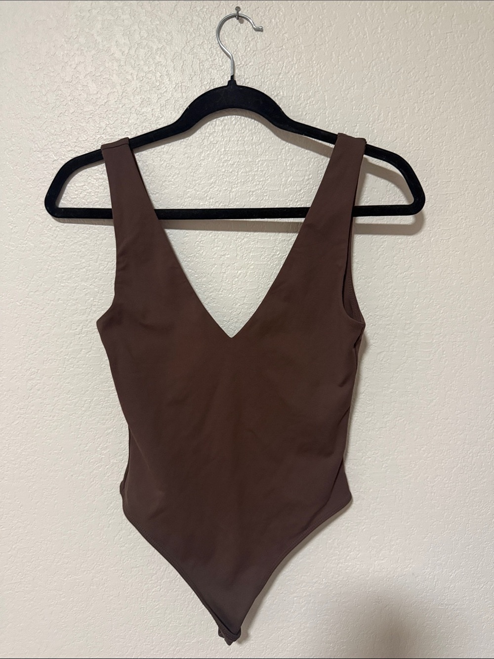 Kids Brown V-Neck One-Piece Swimsuit